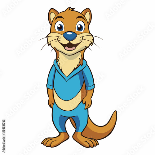vector illustration of cartoon otter
