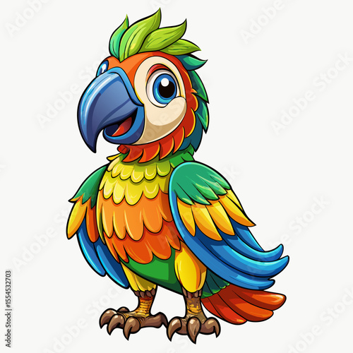 cartoon parrot on white background