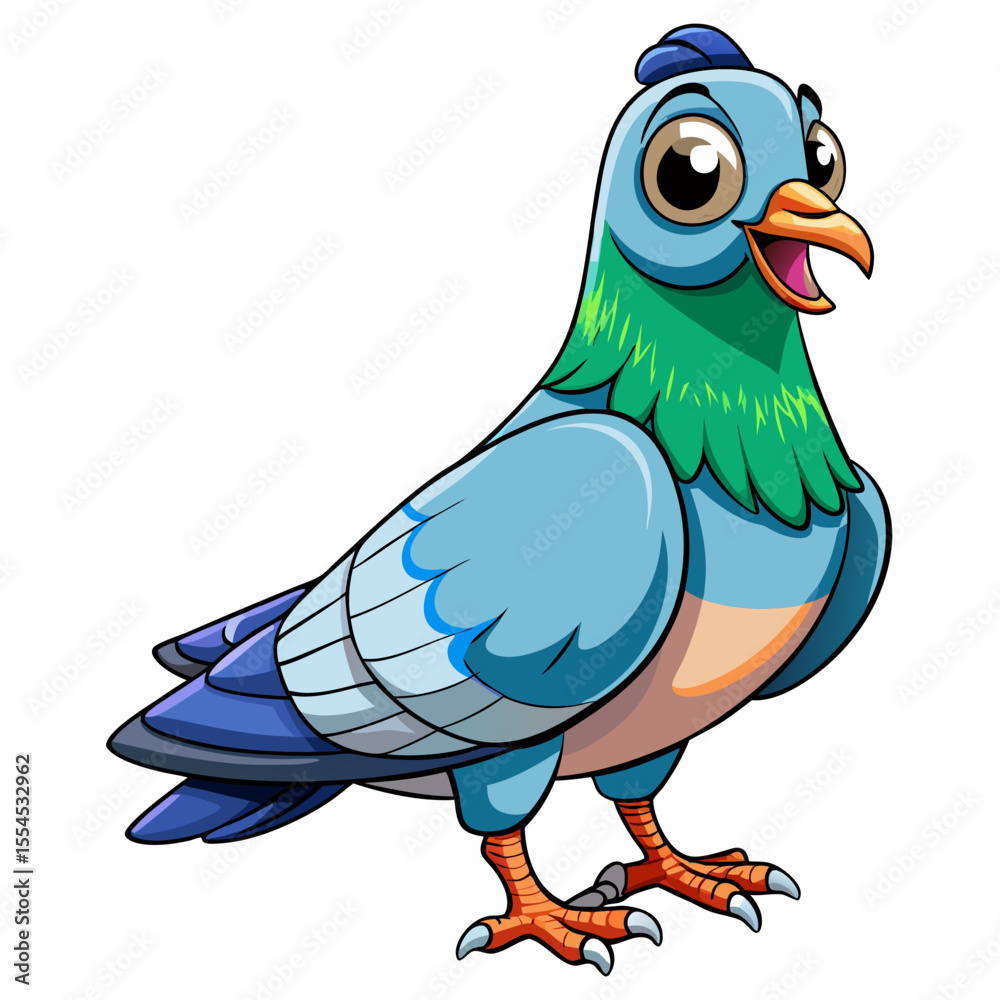 Obraz premium cartoon pigeon with a sign