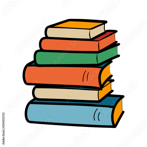 stack of books-hand-drawn-on-white-background