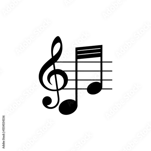 Musical notes in black on transparent background  