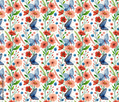 Colorful seamless floral pattern for spring and summer decoration.