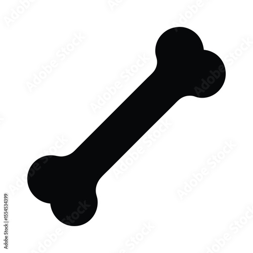 Minimalist black dog bone silhouette flat design vector graphic for pet lovers and canine enthusiasts