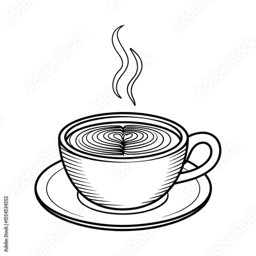 cup of coffee illustration vector style coloring page