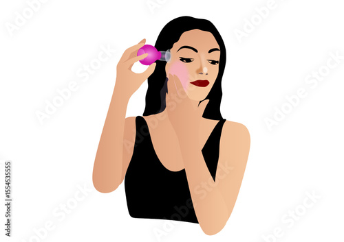 Woman doing beauty treatments with vacuum facial massager, beauty routine, facial massage
