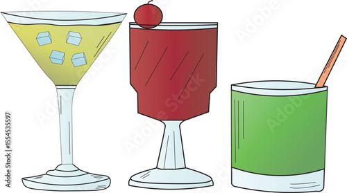 The Illustration of 3 glass of mocktail