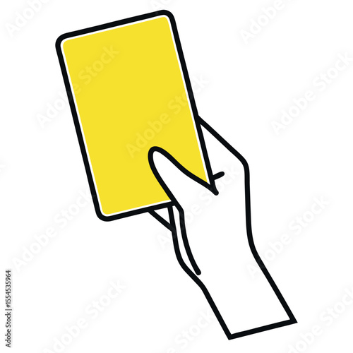 Hand Holding Yellow Card Referee Signal Sports Game Warning