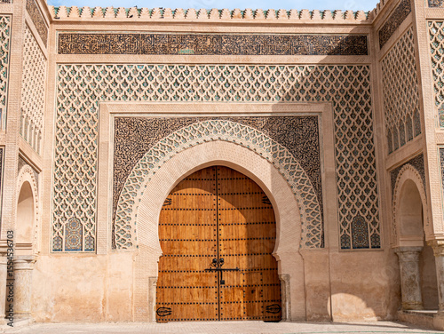 Bab Mansour in Meknes, Morocco on a sunny afternoon - Front door landscape shot