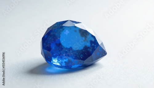 Dark blue Sodalite gemstone on white background with a subtle sheen, catching the light, Geological, Light