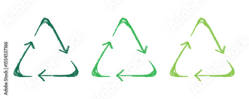 Hand drawn recycle arrow icon Recycling resources symbol Reuse of materials, zero waste, green environment, saving the planet