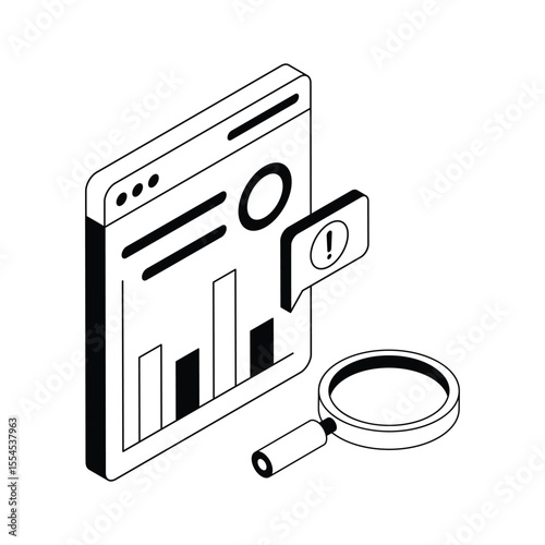 Check out this isometric outline icon of web research process