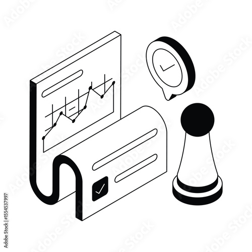 A premium isometric icon representing strategic marketing planning