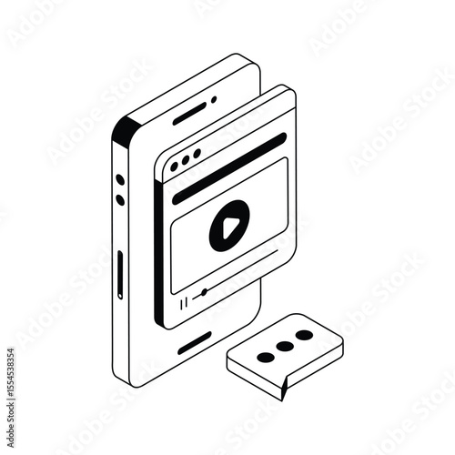 An isometric icon of seamless video streaming service