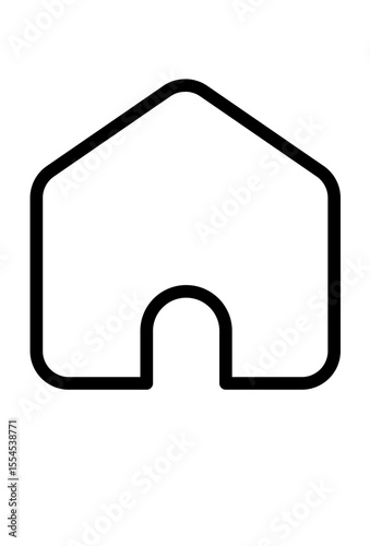 simple house outline icon. 
Basic home symbol, empty inside.
Minimalist house shape drawing. 

