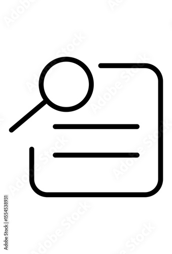 Magnifying glass over document, search details. 
Find information within files, review content. 
Examine records, retrieve specific data. 
