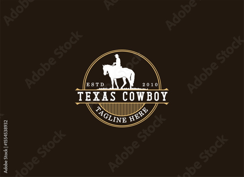 Vintage Cowboy Logo Design. Classic Vintage Western Country Wild West label logo design