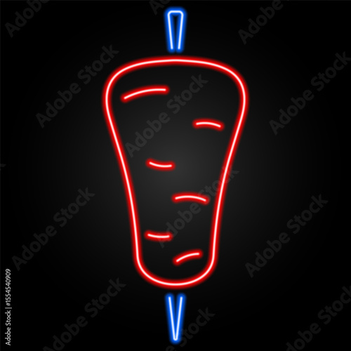 kebab neon sign, modern glowing banner design, colorful modern design trends on black background. Vector illustration.