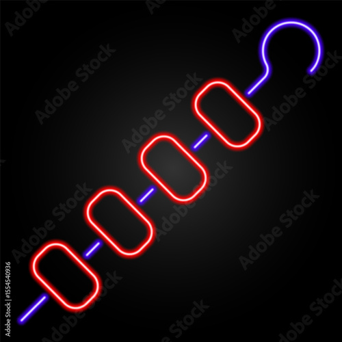 kebab neon sign, modern glowing banner design, colorful modern design trends on black background. Vector illustration.