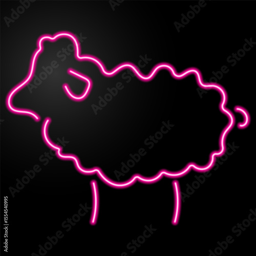 lamb neon sign, modern glowing banner design, colorful modern design trends on black background. Vector illustration.