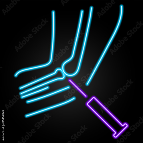 meniscal neon sign, modern glowing banner design, colorful modern design trends on black background. Vector illustration.