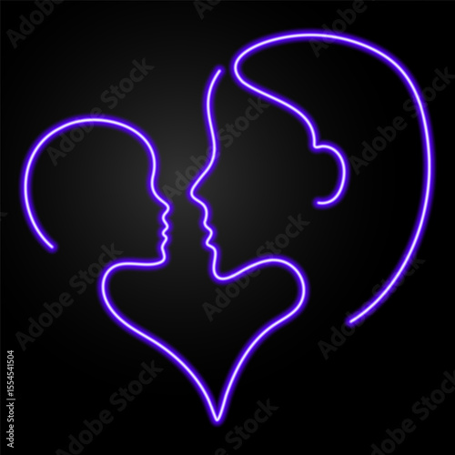mother's day neon sign, modern glowing banner design, colorful modern design trends on black background. Vector illustration.