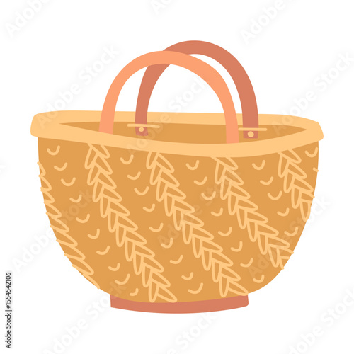 Crochet and knitting bag. Handmade bag. Cozy atmosphere. Handmade. Flat color isolated illustration. For postcards, packaging design, social media posts, and the theme of care and coziness