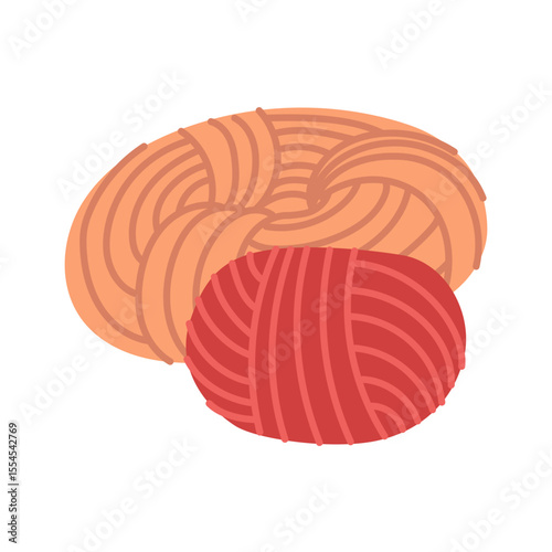 variety of knitting yarns. Round, elongated, and twisted. A separate group of handicrafts. A cozy atmosphere. A flat color illustration. For creating websites about knitting, needlework, and hobbies
