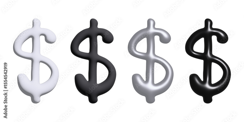 Fototapeta premium Set of 3d dollar currency symbol. Single element for design
