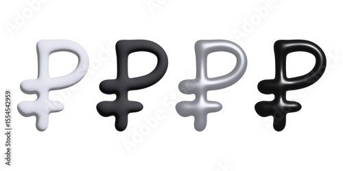 3d russian ruble currency symbol set Single element for design
