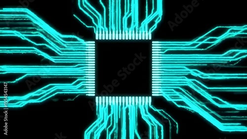 Abstract Glowing Data Streams Forming and Disintegrating Neuromorphic Chip – Loopable Futuristic Animation