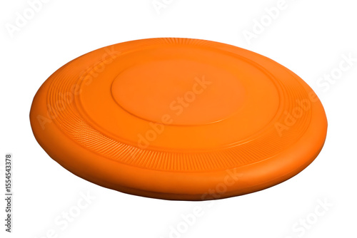 Orange flying disc isolated on a white background png ai generated