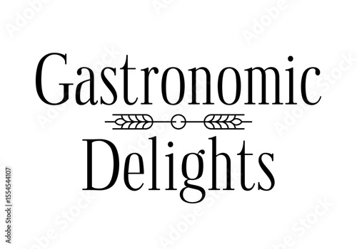 Gastronomic delights bakery restaurant calligraphy logo. Ear plant vector symbols illustration