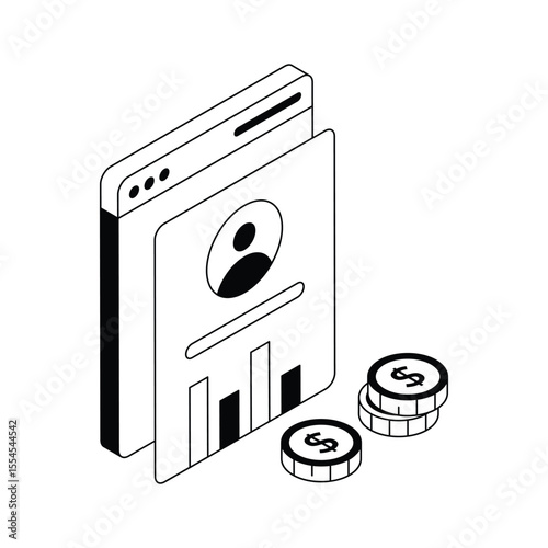 An isometric style icon of a trading profile is ready