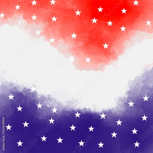 Watercolor American Flag Stars Background - 4th of July Patriotic Design