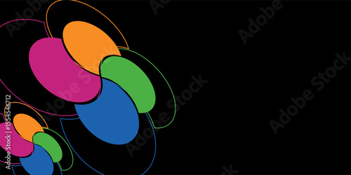 Colorful overlapping circles of infographic pie chart divided into 4 parts. Diagram, chart with 4 steps, options, parts, processes with colorful petals. Vector Illustration.