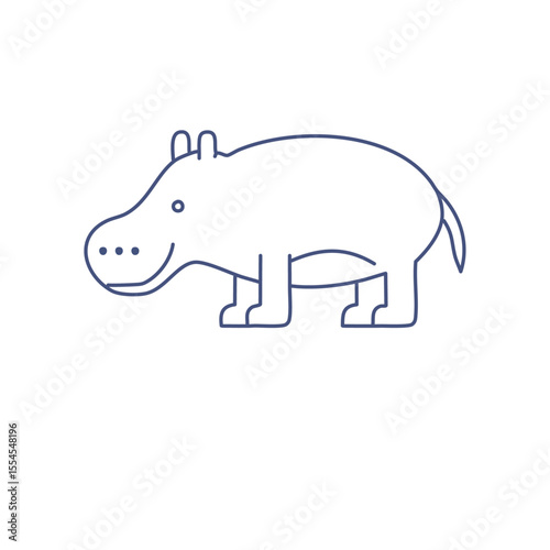 cartoon hippo draw vector graphic design