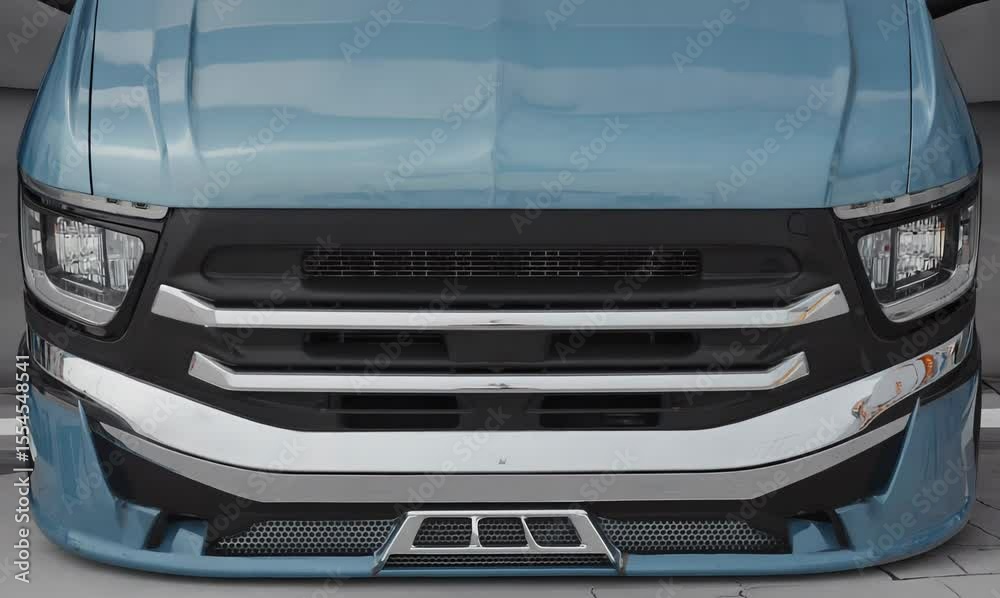 detailed view of a petrol truck front end with gentle camera push-in