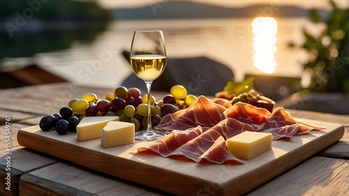 Italian Charcuterie and Cheese Board by a Lake Dock – Lago di Como Food Scene
