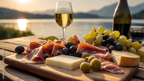 Italian Charcuterie and Cheese Board by a Lake Dock – Lago di Como Food Scene
