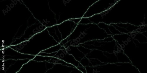 Black, green Marble Texture Template Background. Abstract Watercolor Vector green and black cracked. Lightning Effect Overlay, Isolated Electric Thunderstorm Bolt Strikes on Dark Night Sky Background.