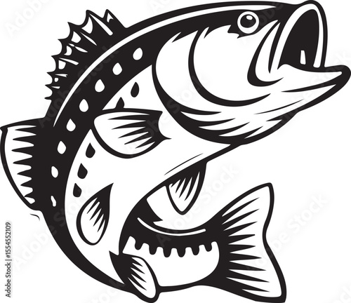 Fish vector illustration of an angry tribal animal tattoo design