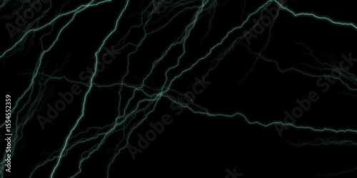 Black, green Marble Texture Template Background. Abstract Watercolor Vector green and black cracked. Lightning Effect Overlay, Isolated Electric Thunderstorm Bolt Strikes on Dark Night Sky Background.