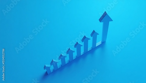 Growth chart business success concept with blue arrows going upward trend