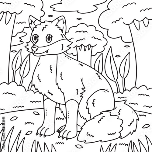 Forest Animal Fox Coloring Page for Kids 