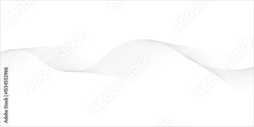 Flowing dots particles wave pattern 3D curve halftone black gradient curve shape isolated on white background. Vector in concept of technology, science, music, modern vector wave