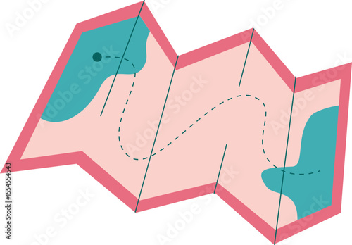 Pink Folded Map Illustration
