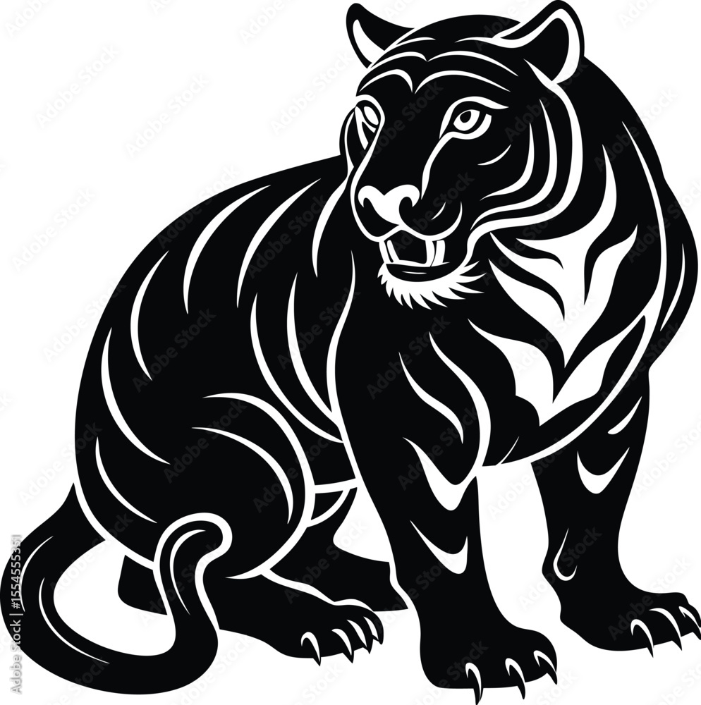 Fototapeta premium Silhouette of a Tiger Crouching