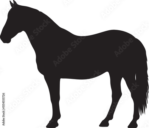 Chernomor horse in silhouette vector pure white background.