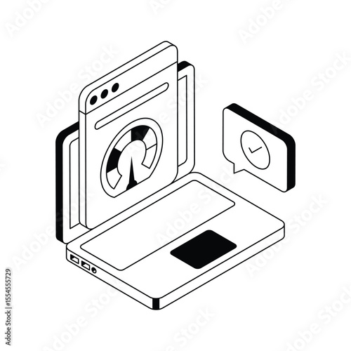 A visually appealing isometric icon showing web performance metrics