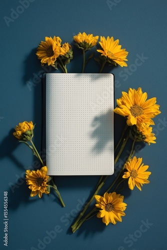 Contemporary Flatlay with Bullet Journal and Symmetrical Floral Styling